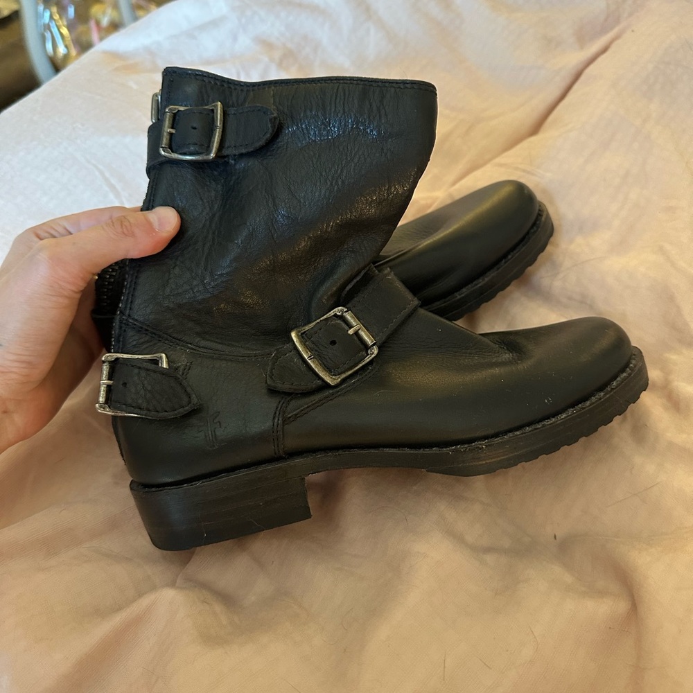Black Veronica Frye Moto Boots - Women’s size 7